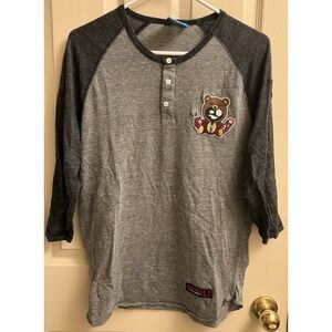 Entree LS Shirt Adult Large Baseball‎ Misunderstood Bear Gray EUC